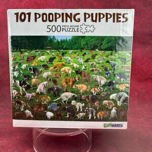 FUNWARES "101 POOPING PUPPIES" 500 PIECES JIGSAW PUZZLE, SIZE 20" X 16"